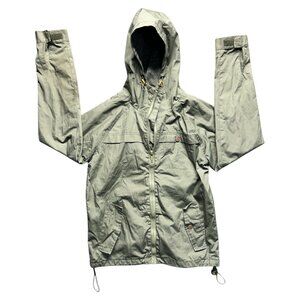 !Solid Contemporary Men's Hooded Jacket - Olive Green Zip-Up - Size Medium